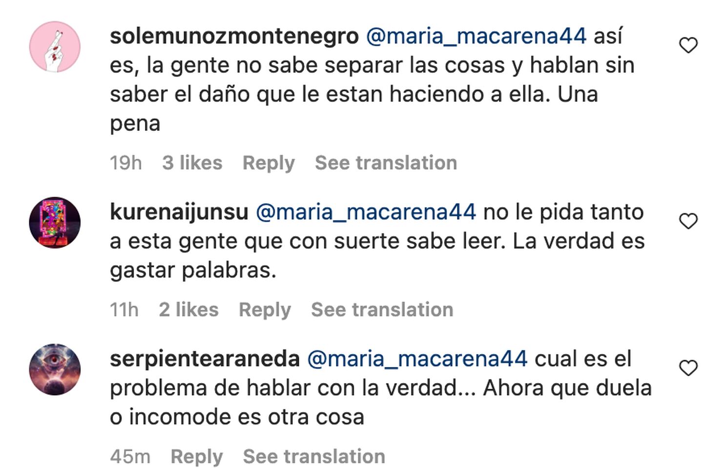 Guerra de usuarios en Instagram de Laura de la Fuente