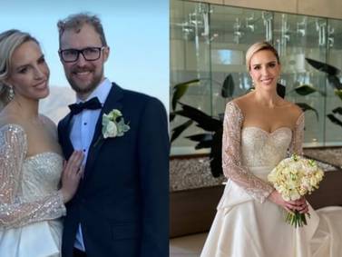Vale Ortega deslumbra con elegante vestido de novia en su segunda boda con Jonathan Lawn