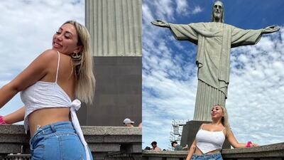 El tour de Naya Fácil en Brasil continúa: Influencer se rindió a los pies del Cristo Redentor