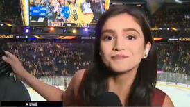 VIDEO: Reportera frena acoso de aficionado de hockey en plena transmisión
