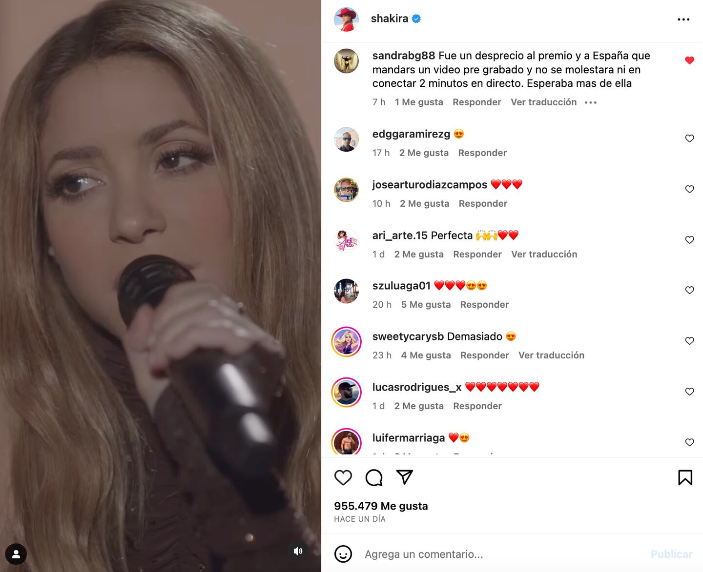 Shakira ofreció una emotiva presentación en los 40 Music Awards, pero una acción no pasó desapercibida por el público español.