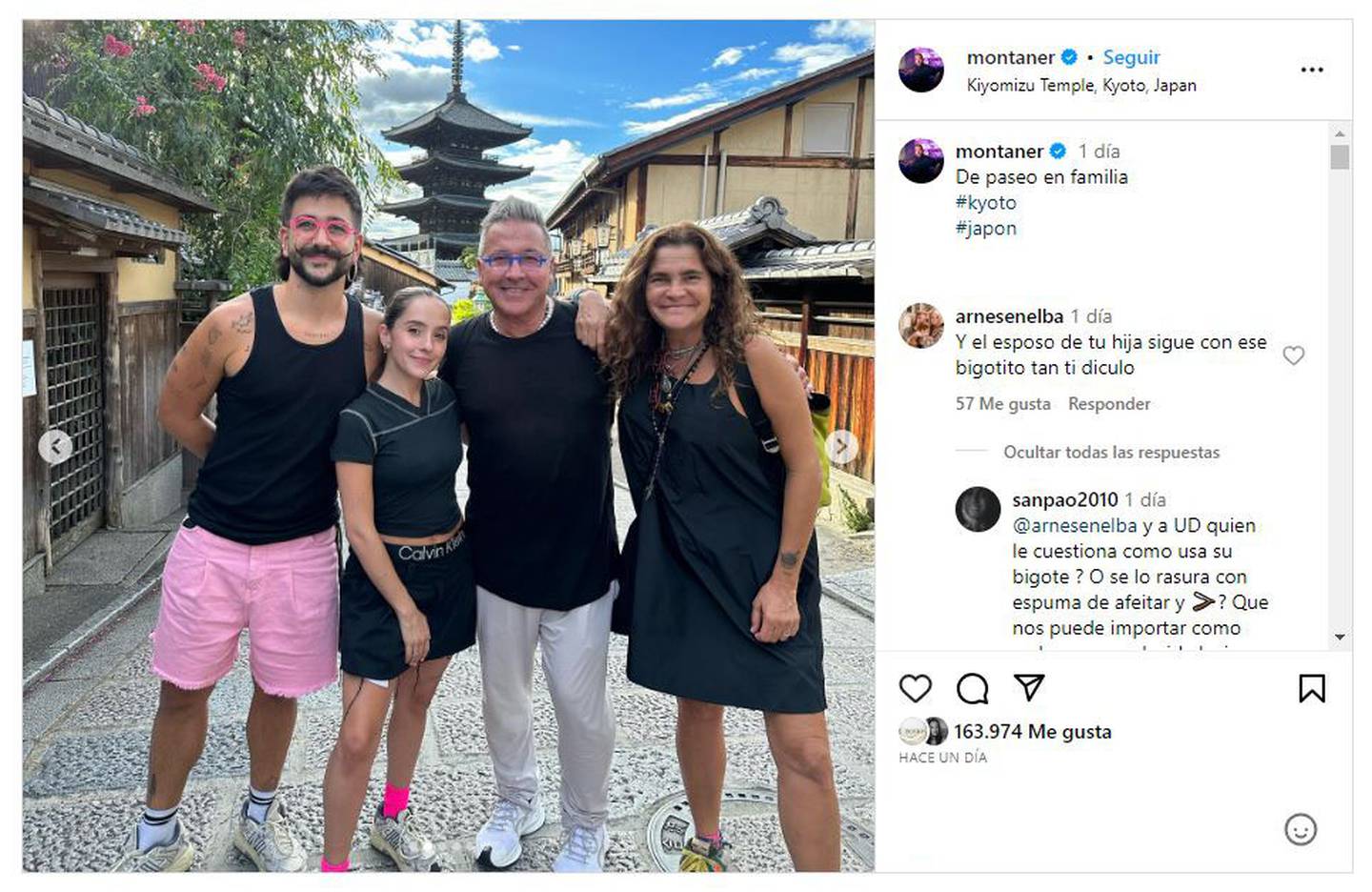 Ricardo Montaner y su familia están viviendo unas vacaciones de ensueño en Japón