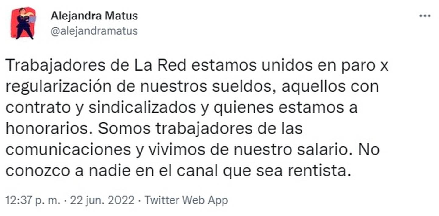 Alejandra Matus ya había informado hace un mes de la crisis económica de La Red.