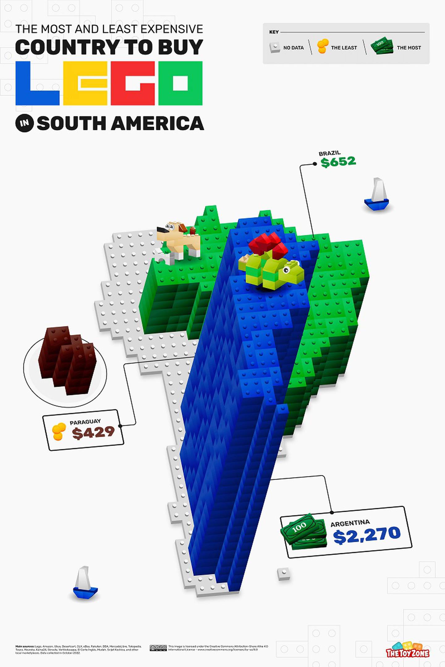 Mapa LEGO Sudamérica. Cortesía de The Toy Zone.