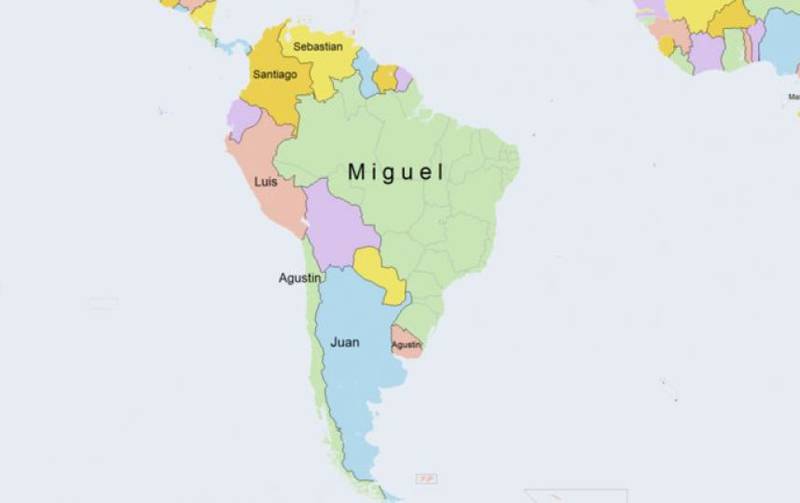 Fotos: Este mapa muestra, por país, los nombres masculinos más comunes –  Publimetro Chile