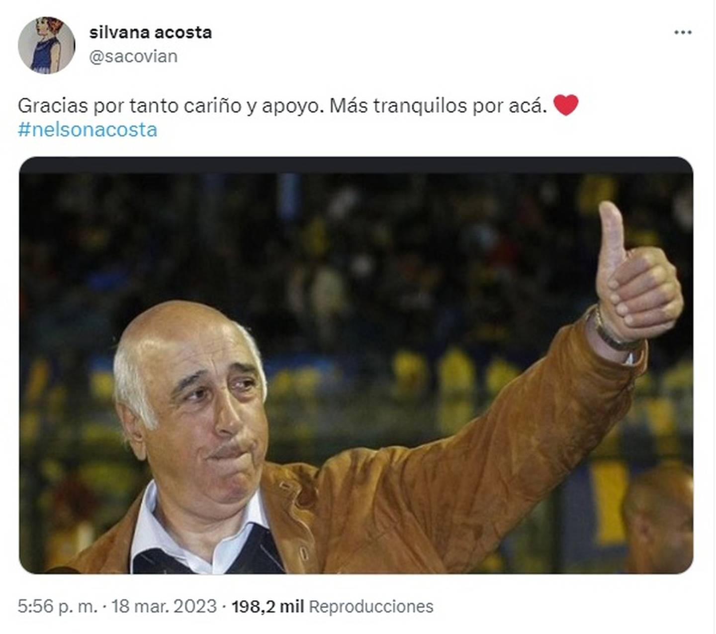 Silvana Acosta publicó en sus redes sociales del actual estado de salud del exentrenador de la selección chilena.