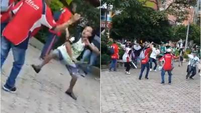 Violencia desatada: barristas de equipos colombianos se enfrentaron con machetes en plena calle