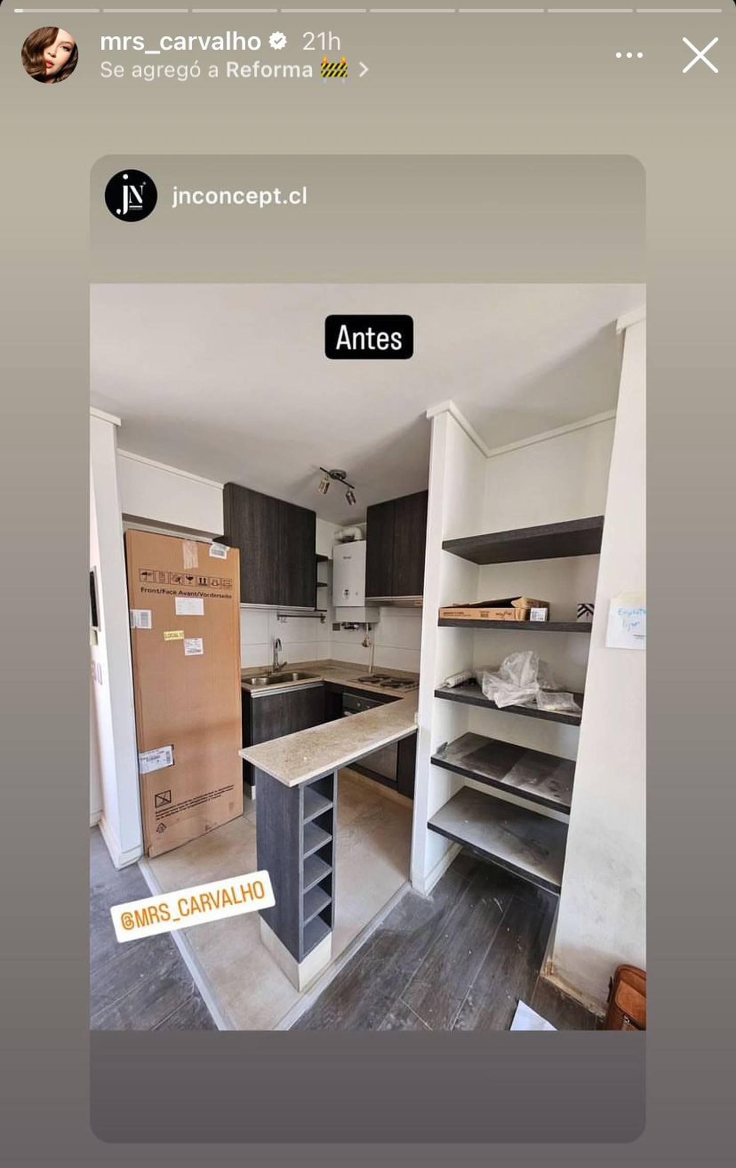 Michelle compartió el antes y después de su cocina. Captura de Instagram