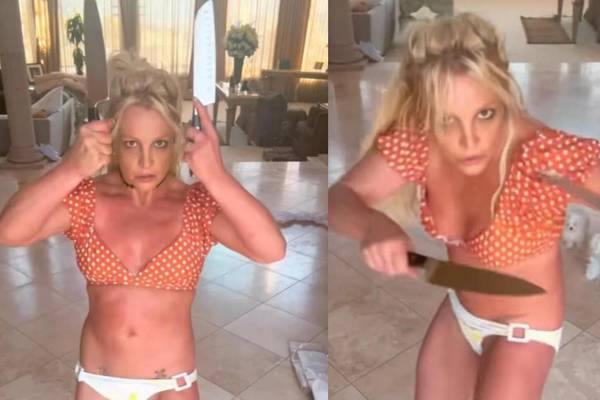 Britney Spears alertó a sus seguidores con un peligroso baile con cuchillos