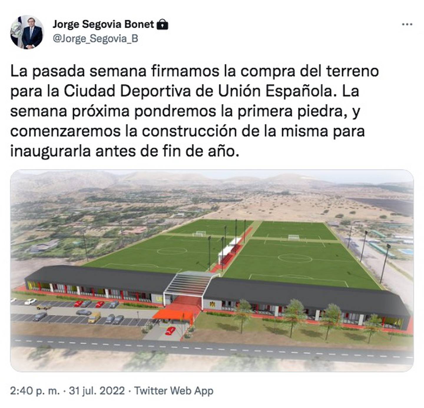 Segovia y la nueva Ciudad Deportiva de Unión Española