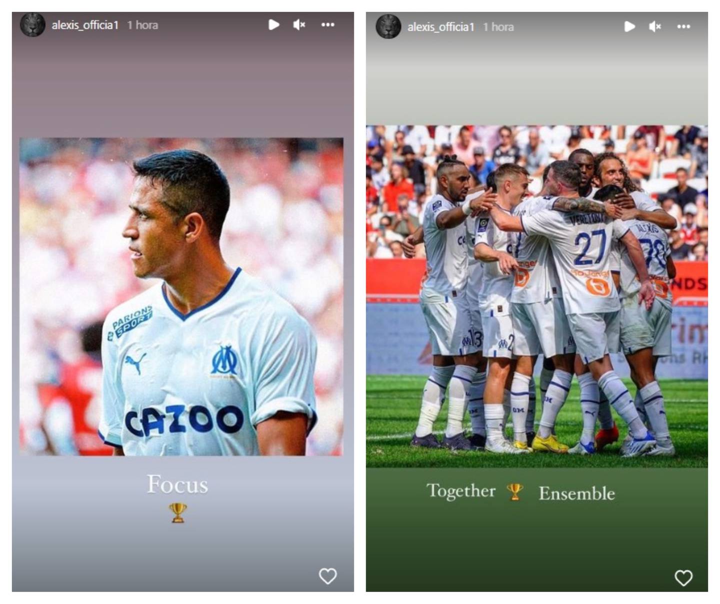 Luego del triunfo ante Niza, donde anotó dos de los tres goles, Alexis Sánchez ratificó en sus redes sociales el deseo de sumar un título con el Marsella en la liga francesa.