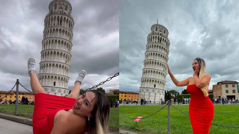 “¿Por qué lo sexualizas todo?” Naya Fácil se llenó de críticas tras tomarse osada foto en la Torre de Pisa