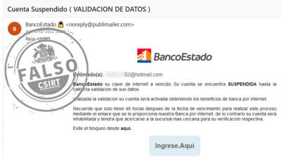 “Su cuenta se encuentra suspendida”: Advierten nuevo intento de fraude a clientes BancoEstado