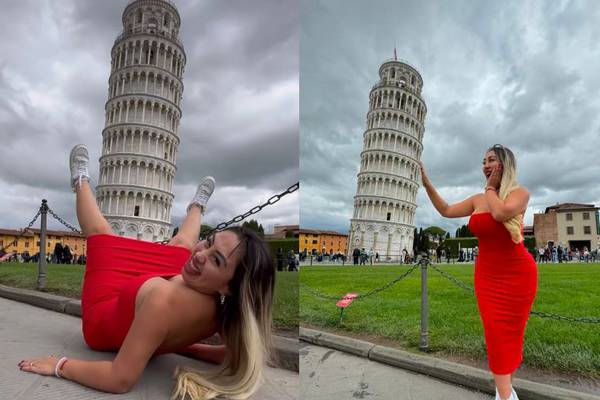 “¿Por qué lo sexualizas todo?” Naya Fácil se llenó de críticas tras tomarse osada foto en la Torre de Pisa