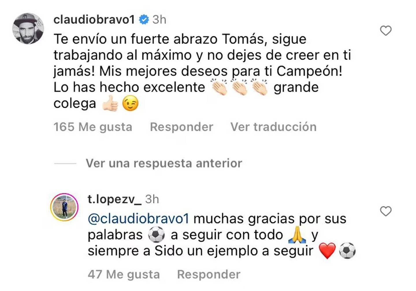 El intercambio de mensajes entre Claudio Bravo y Tomás López