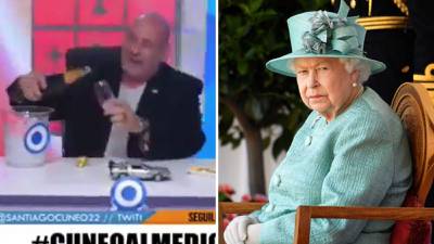 Con globos y champaña: Periodista argentino celebró en vivo la muerte de la Reina Isabel II