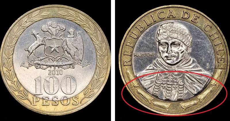 Ejemplares de monedas chilenas de 100 y 500 pesos que valen una fortuna.