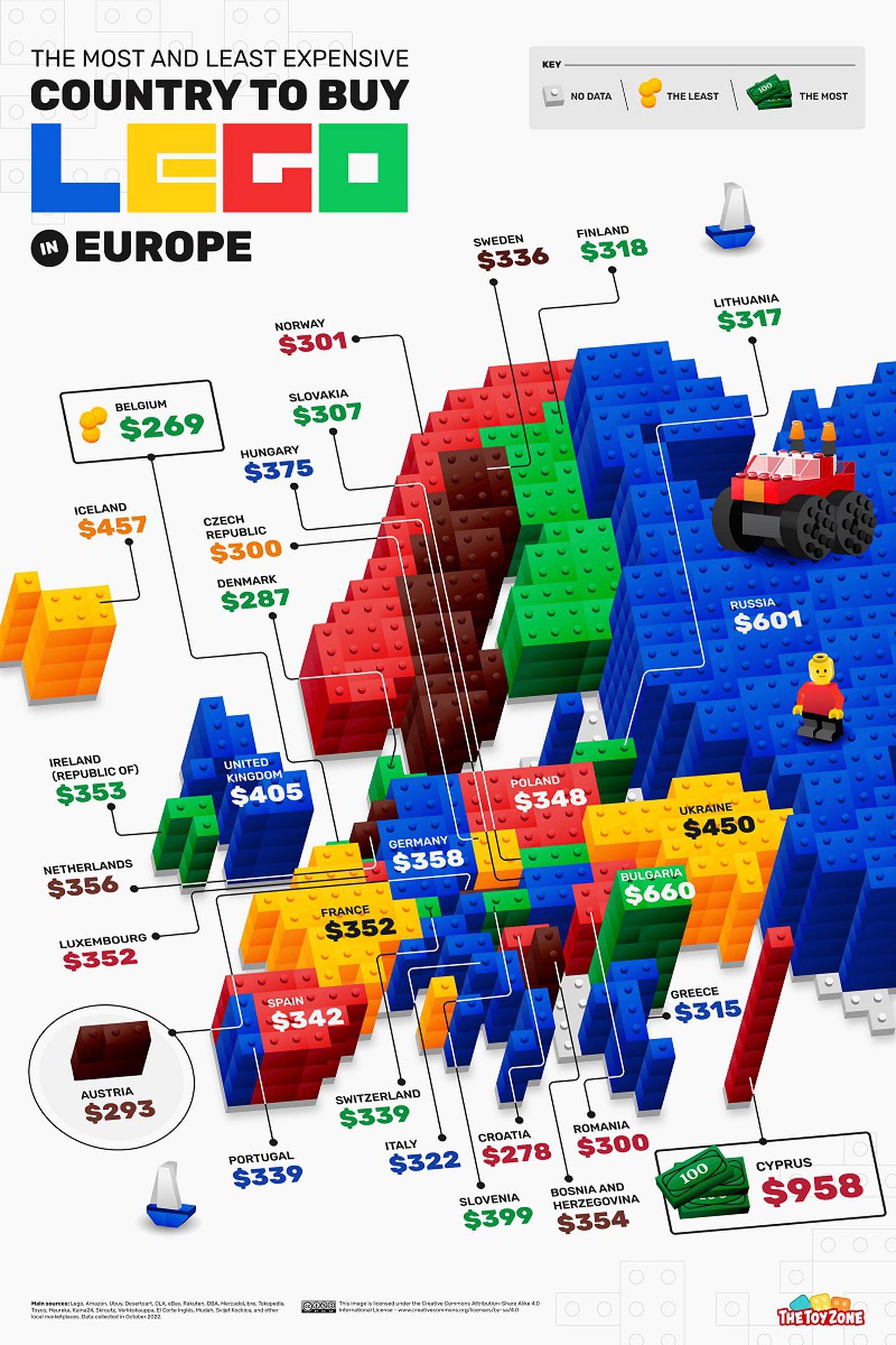Mapa LEGO Europa. Cortesía de The Toy Zone.