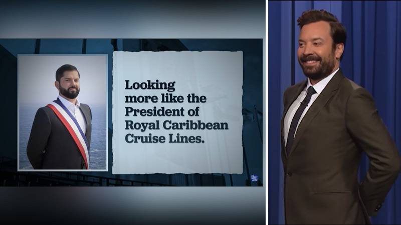[VIDEO] Comediante Jimmy Fallon bromeó con la foto oficial del Presidente Boric