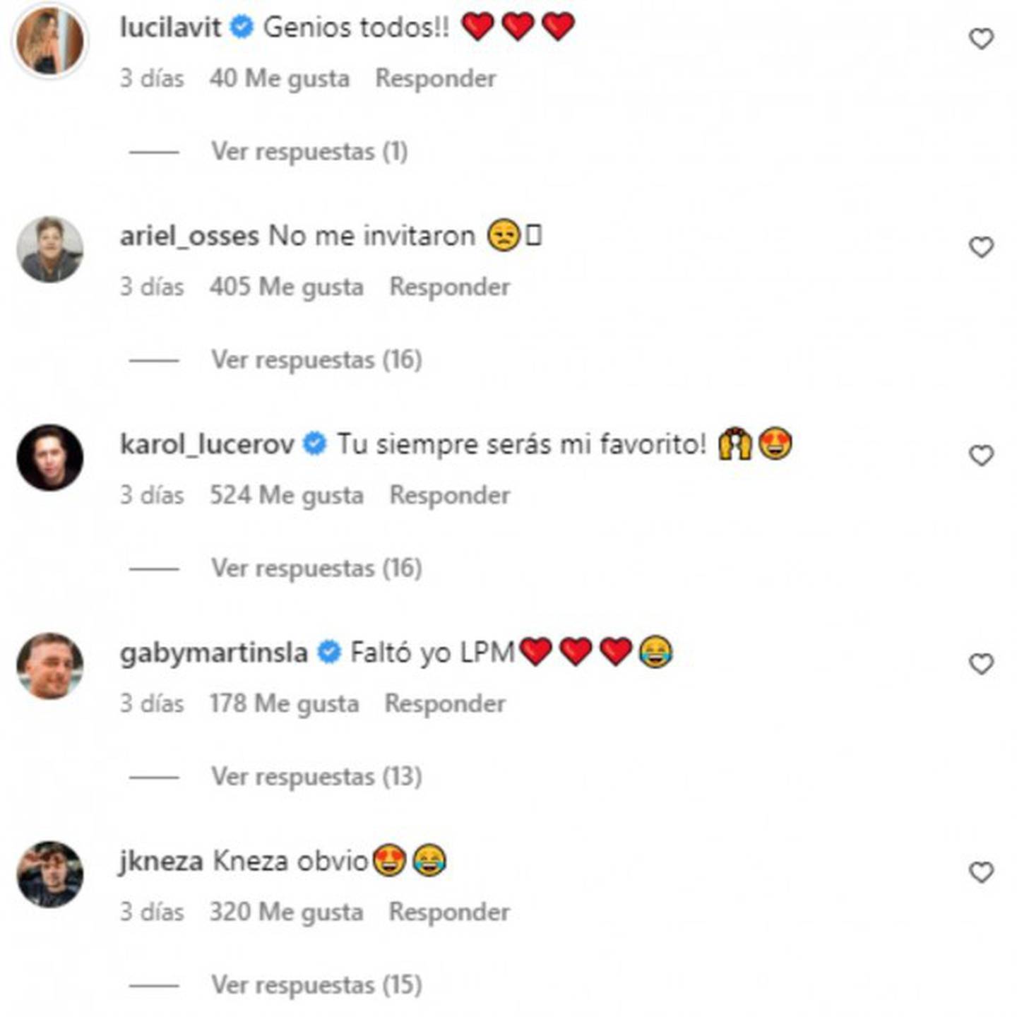 comentarios para Rodrigo Gallina en Instagram