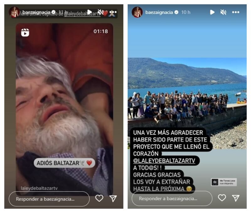 La actriz agradeció en sus redes sociales el haber participado en "La ley de Baltazar".