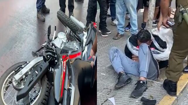 Hace unos instantes #detenciónciudadana de un #motochorro en San Diego casi esquina Eyzaguirre, a metros de Parque Almagro y pocas cuadras de #LaMoneda en pleno centro de #Santiago