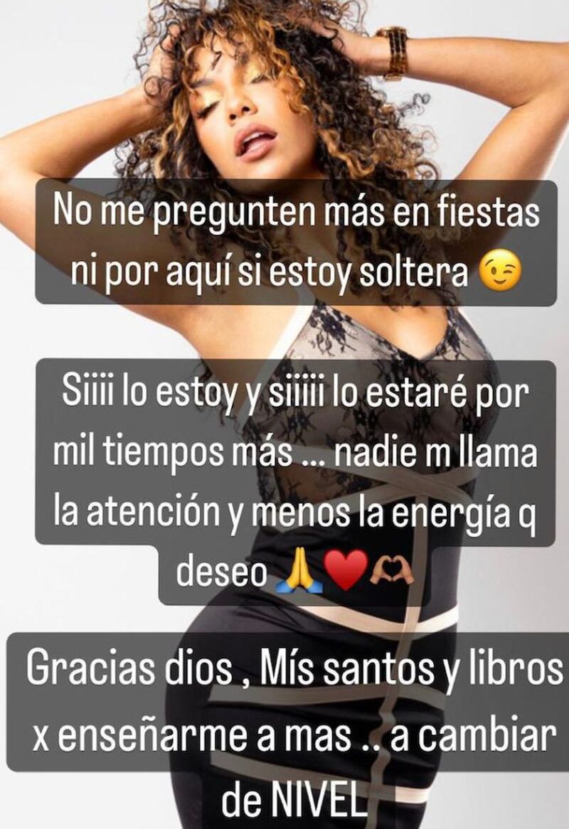 Con una publicación en sus historias de Instagram, la cubana Betsy Camino salió a responder a todos los curiosos que le preguntan por su situación amorosa actual.