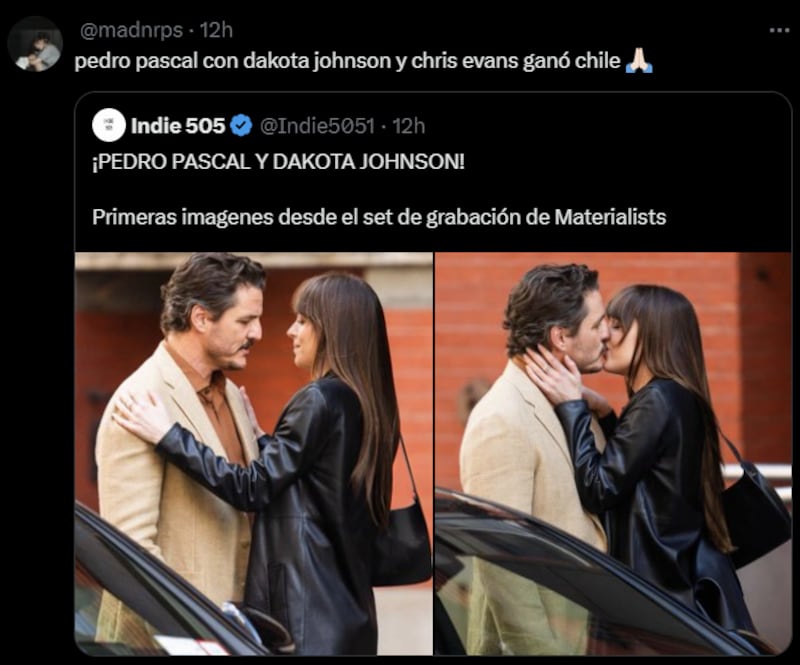 Reacción beso Pedro Pascal y Dakota Johnson