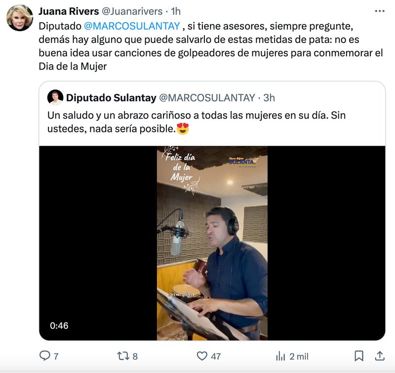 Comentarios sobre canción de Diputado Sulantay | Fuente: X (Twitter)
