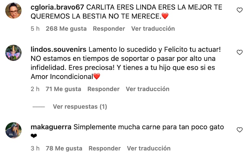 Comentarios a Carla Jara | Captura: Instagram