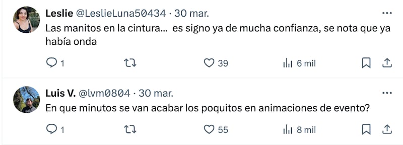 Comentarios sobre beso de Kaminski y Andrade | Captura: X (Twitter)