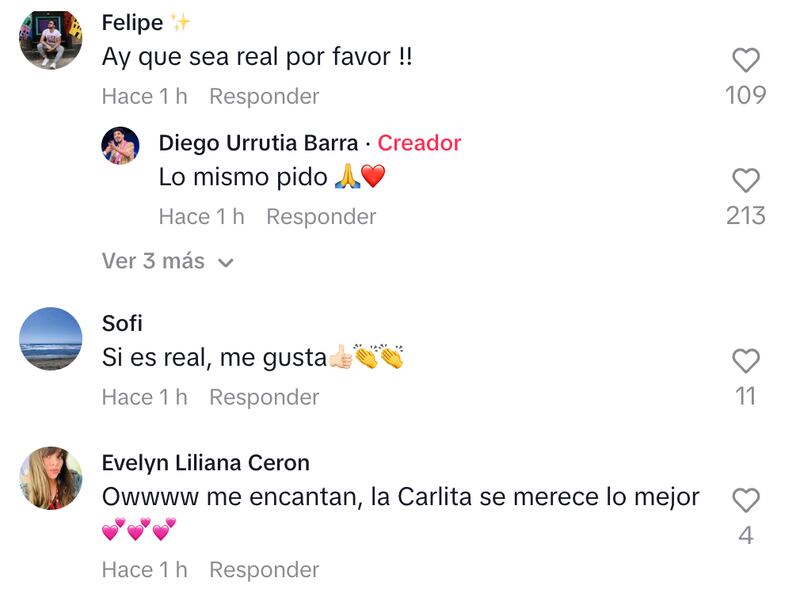 Comentarios en video de Diego Urrutia | Captura: TikTok