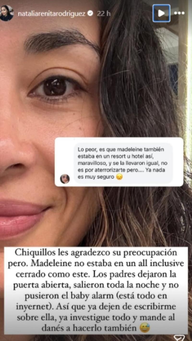Natalia ‘Arenita’ Rodríguez respondió con ironía a seguidores que compararon situación con su hija con caso de Madeleine McCann
