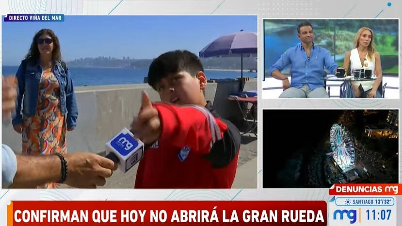 El menor contó en "Mucho Gusto" del miedo que sintió luego de quedar encerrado este jueves en la rueda de Viña del Mar junto a su padre y un amigo.