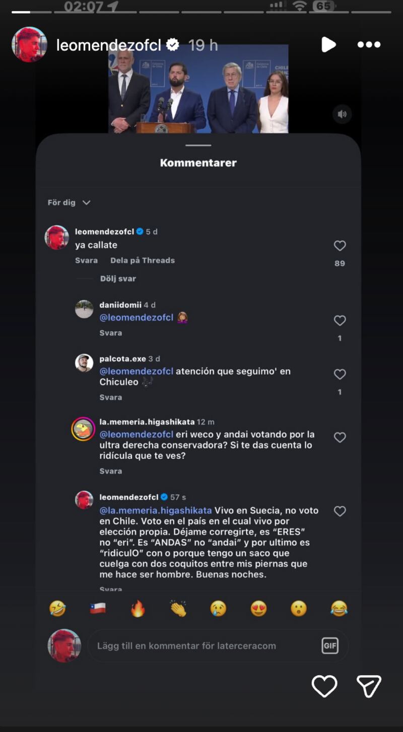 Historia de Leo Méndez Jr | Captura: Instagram @leomendezofcl