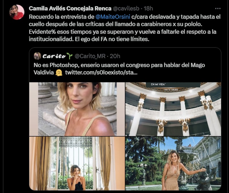 Reacción a sesión de fotos de Maite Orsini | X