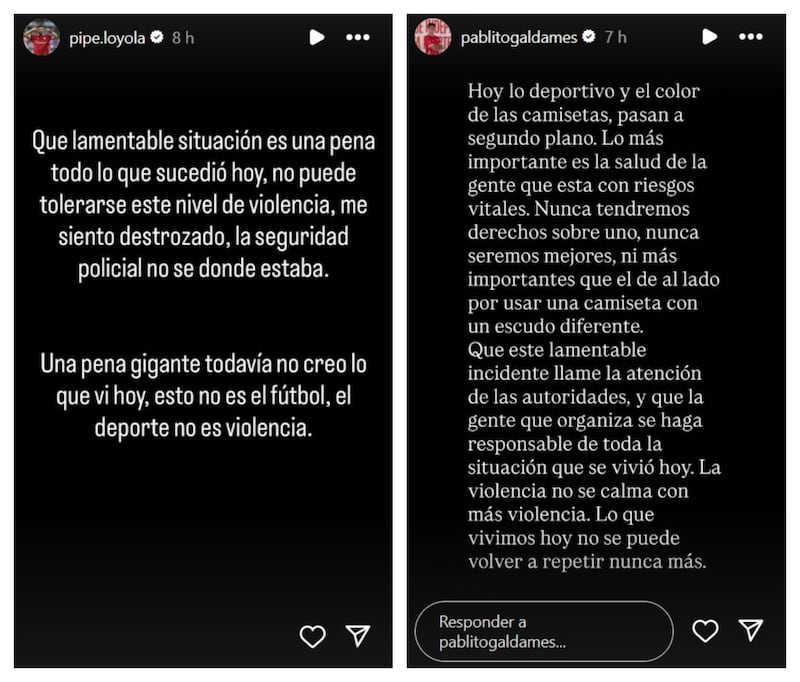 Los jugadores chilenos de Independiente criticaron a la organización y seguridad del partido cancelado ante la U por Copa Sudamericana.