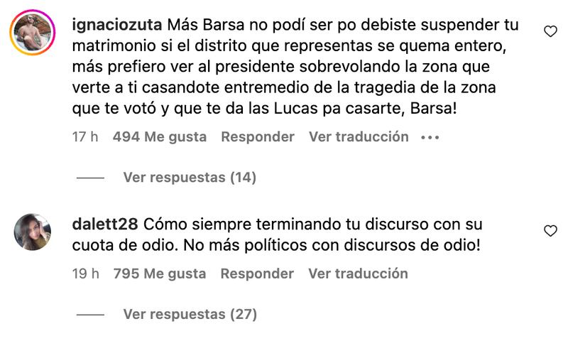 Críticas a Chiara Barchiesi | Fuente: Instagram