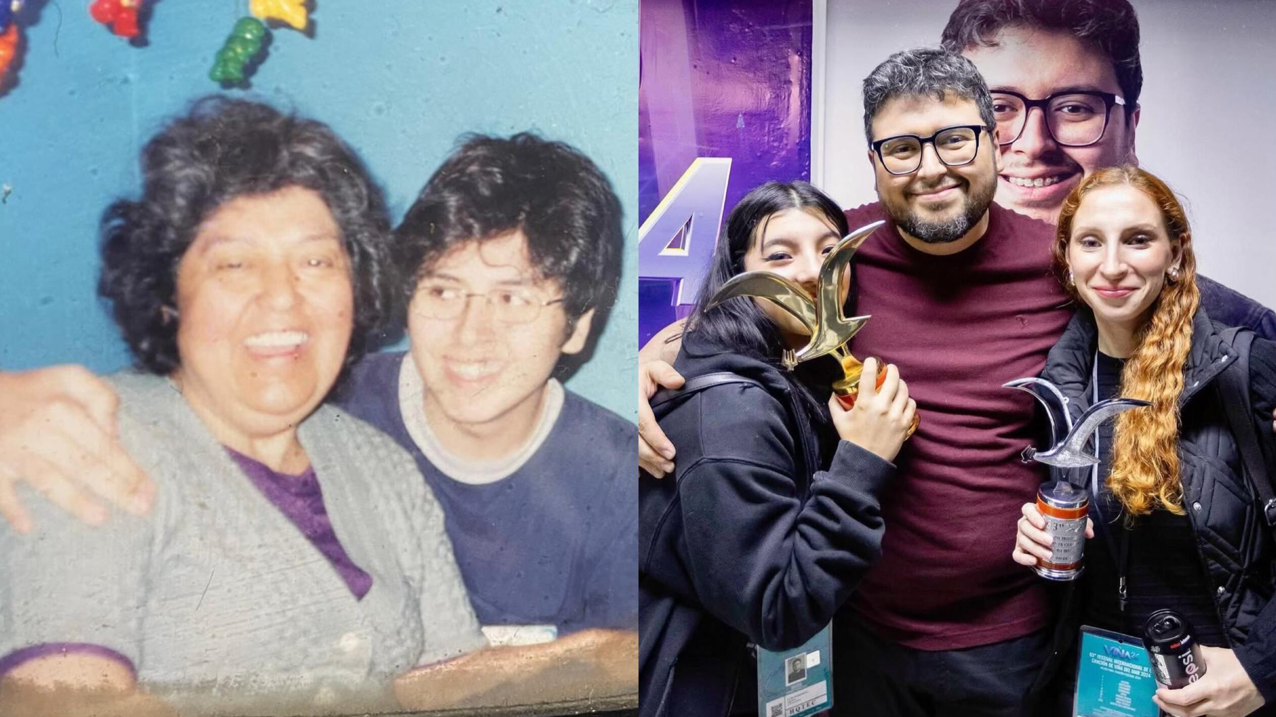 Luis Slimming junto a su madre / Luis Slimming junto a su esposa e hijastra