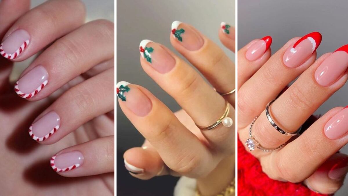 Uñas francesas navideñas