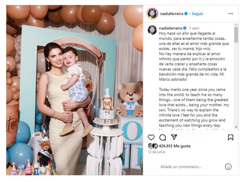 Nadia Ferreira dio a luz a su primer hijo con Marc Anthony en junio de 2023