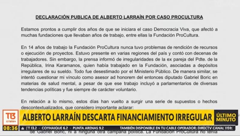 El psiquiatra desmintió que ProCultura haya aportado con dineros públicos de la fundación a la campaña presidencial de Gabriel Boric.