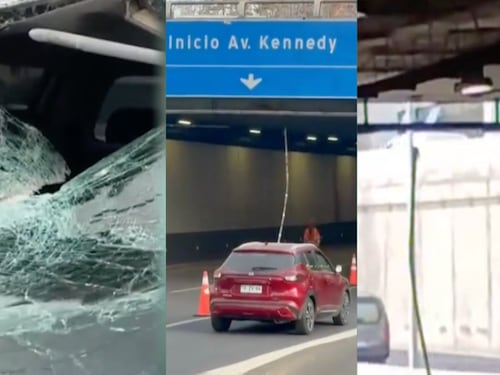 “Cayó del cielo”: Automovilistas sufren serios daños por impacto de fierro desprendido en la Costanera Norte