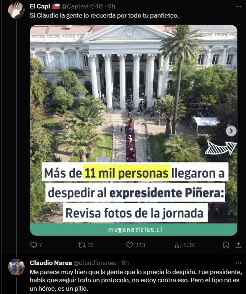 Reacción tweet de Claudio Narea | X