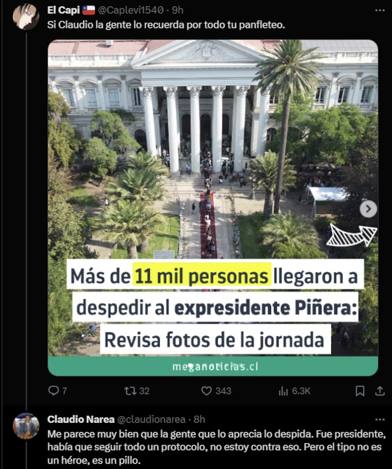 Reacción tweet de Claudio Narea | X