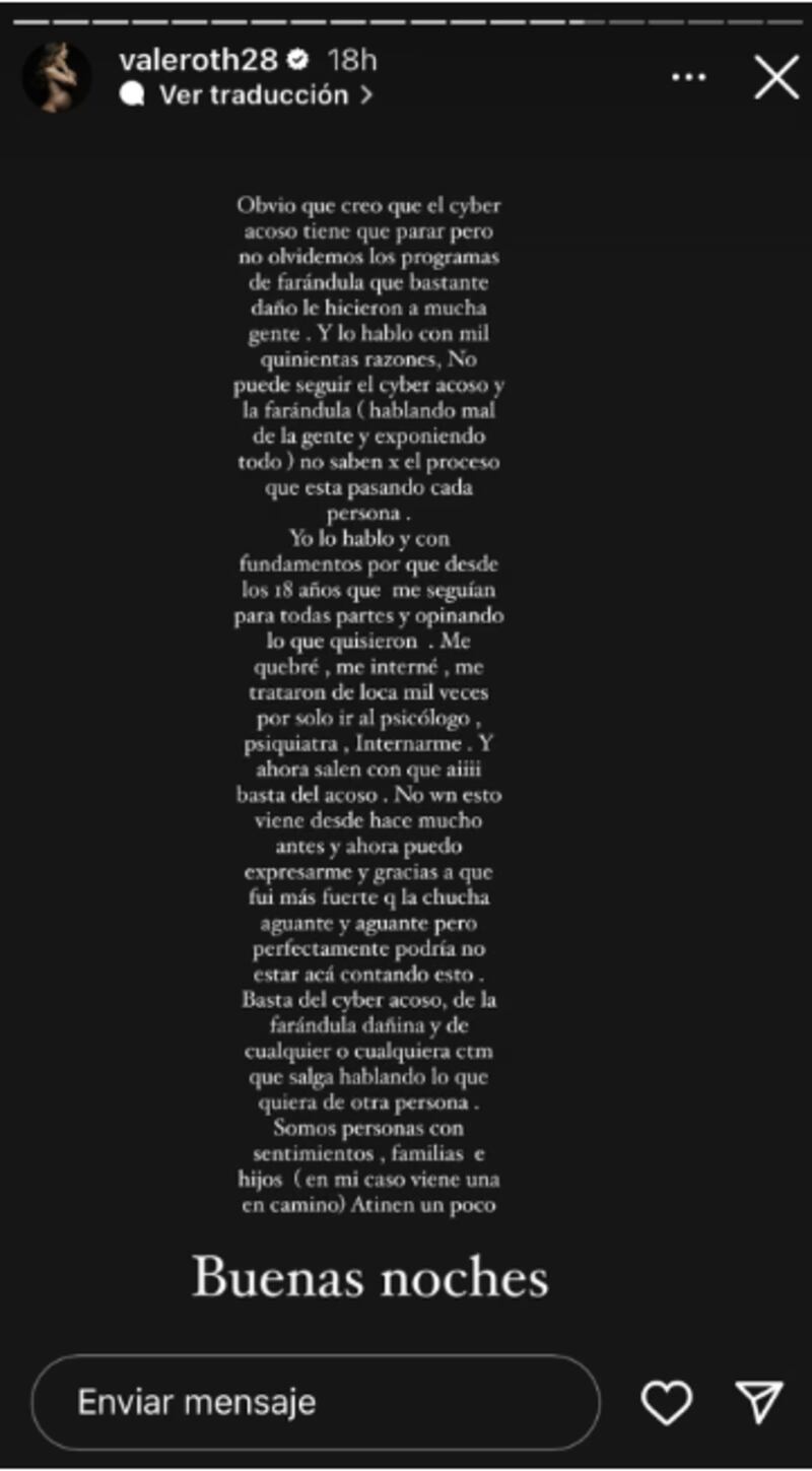 Historia de Valentina Roth | Instagram