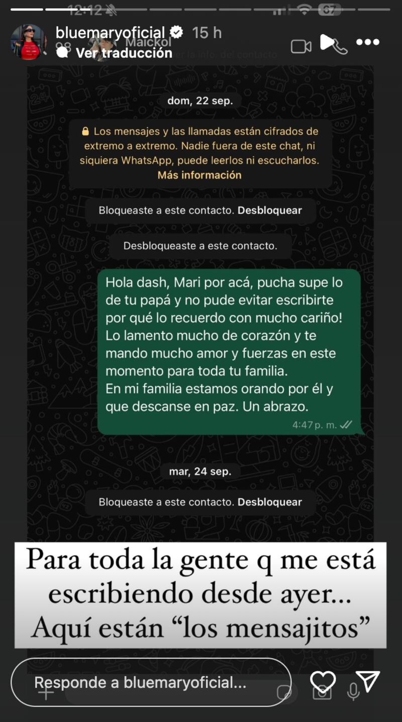 Historia de Blue Mary | Captura: Instagram