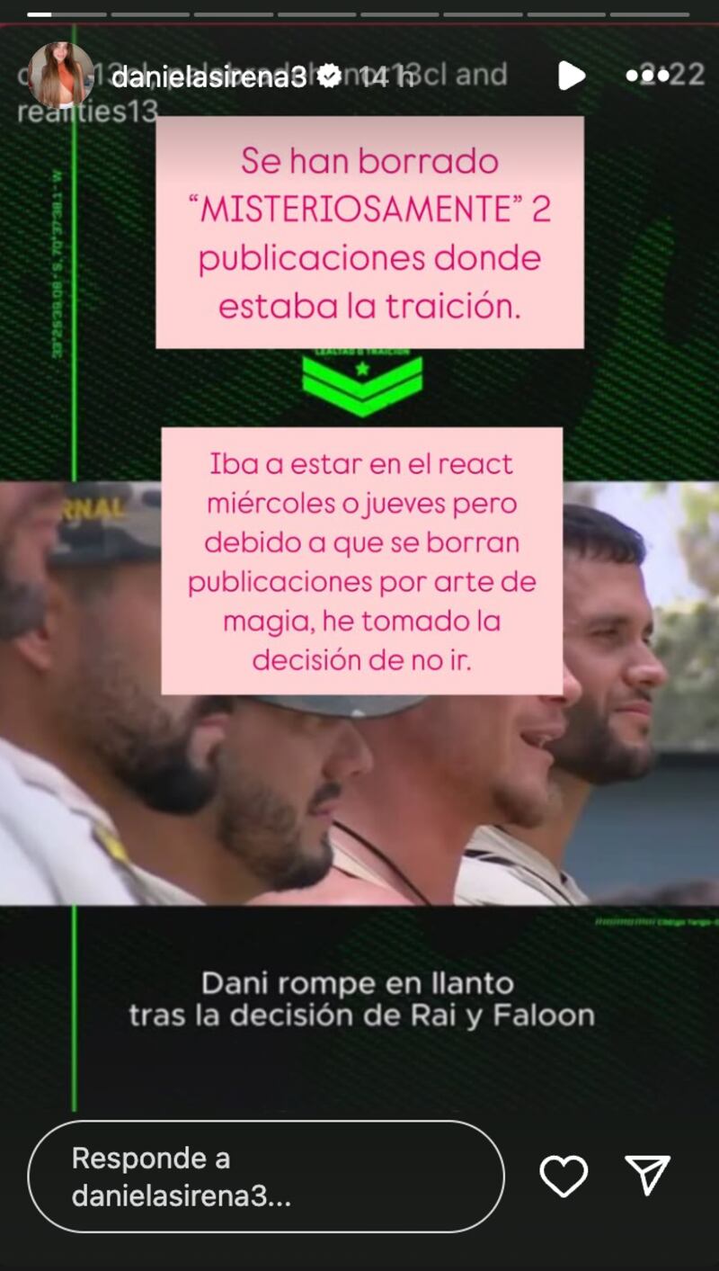 Historia de Daniela Requena | Captura: Instagram @danielasirena3