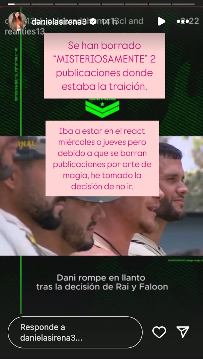 Historia de Daniela Requena | Captura: Instagram @danielasirena3