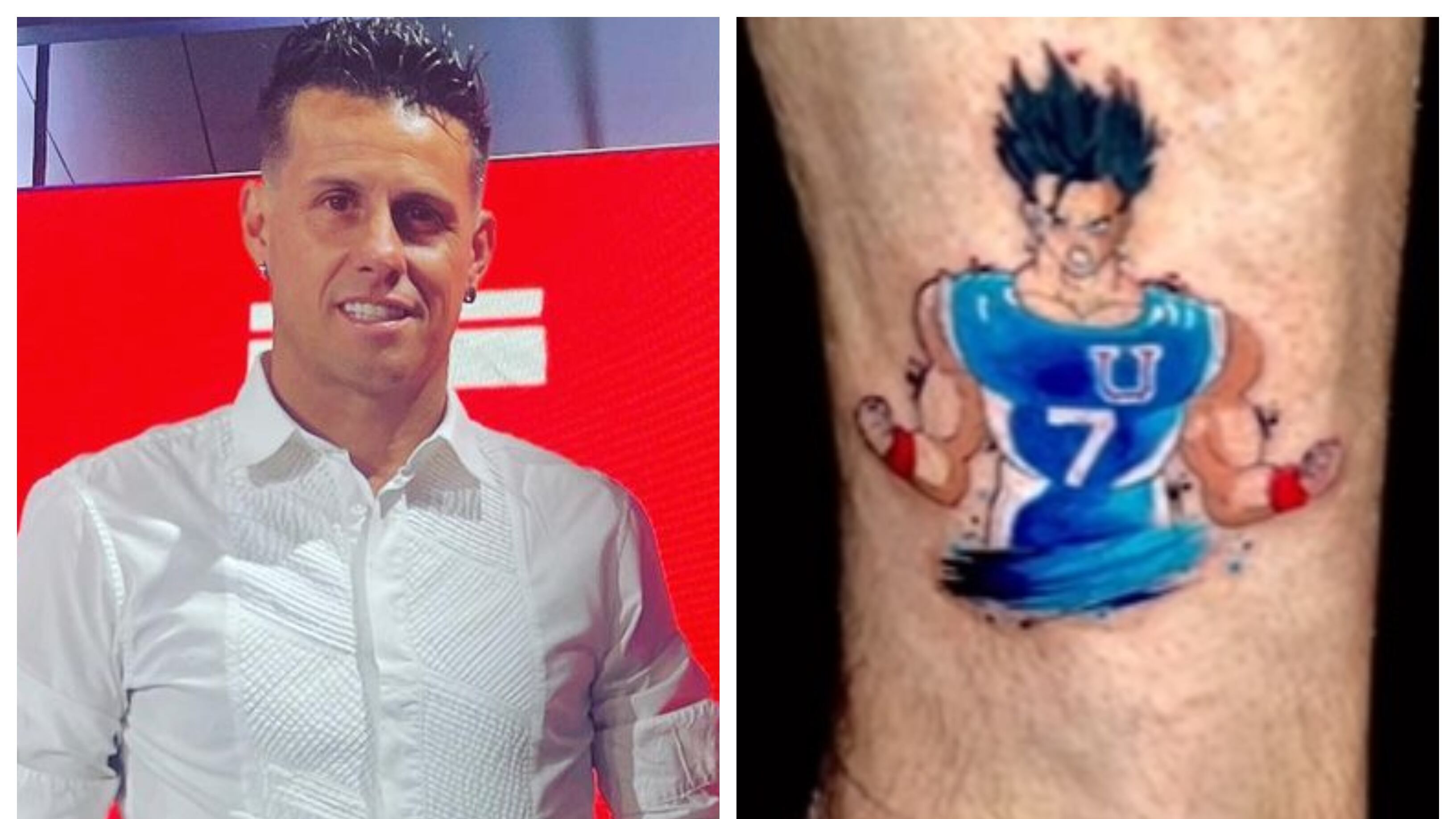 El retirado delantero de la U se tatuó el festejo que hizo popular en los Superclásicos.